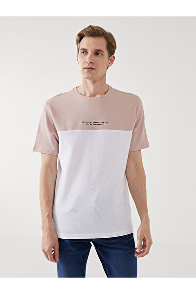 LC Waikiki Ανδρικό T-shirt με λαιμόκοψη με κοντό μανίκι Color Block