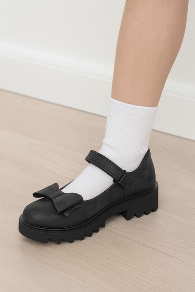 JOJO KIDS pantofi de scoala pentru fete, balerina clasica din piele naturala interioara exterioara, ortopedica si suport spate, banda