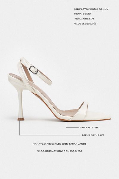 NİŞANTAŞI SHOES Sanny Sedef Matte Ankle Belt Detailed Women's Thin Heeled Shoes