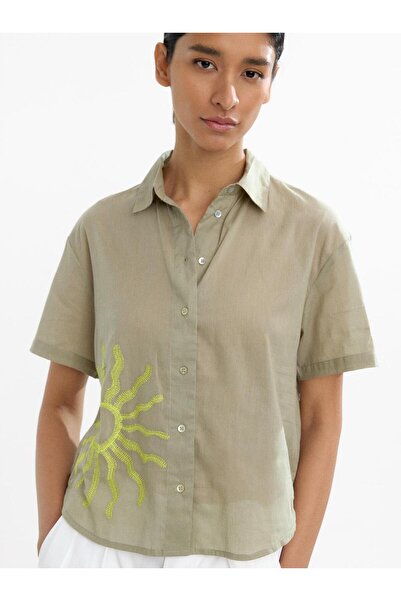 PARFOIS %100 Pamuk Nakışlı Gömlek