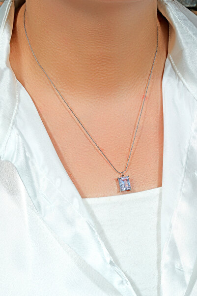 ÖZÜM TAKI قلادة باجيت نسائية فضية اللون