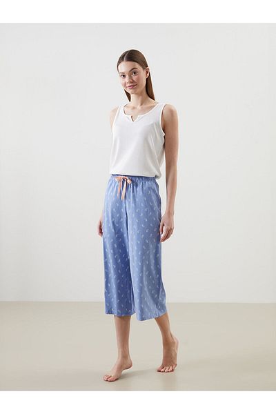 LC Waikiki Pantaloni de pijama Capri pentru femei cu model cu talie elastică