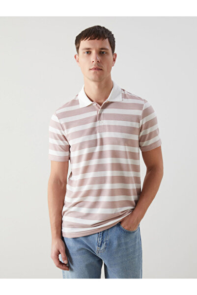 LC Waikiki Nevavm with a Difference Polo Collar Short Sleeve Striped Men's T-...