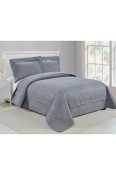 FIONNA.RO 3-Piece Quilted Cotton Blanket UNI - Anthracite Grey