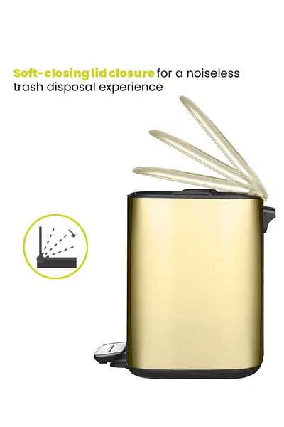 EKO REGENT SERIES | Brushed Stainless Steel Finish | Soft-Closing | Fingerprint-Resistant | Pedal Trash