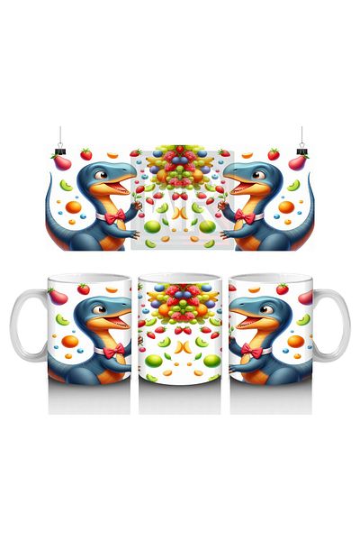 DERWARDEIN Dinosaur Patterned Mug Cup That Makes Children Love Milk and Makes Fruit Feast