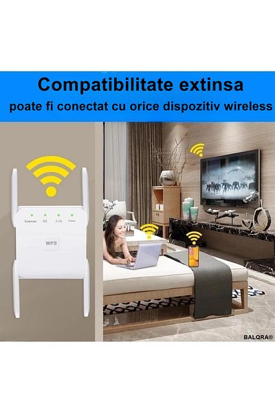 BALQRA BALQRA® 1200 Mbps Wireless Signal Amplifier, Universal Compatibility, 4 External Antennas