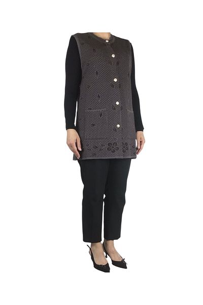 ECE GİYİM Women's Thick Front Button Pocket Thin Hole Vest