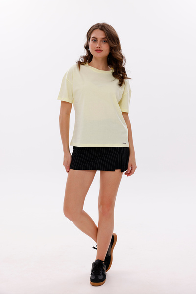 THE WESS Eveli̇ Women's Regular Fit Crew Neck 100% Cotton Short Sleeve T-Shirt -