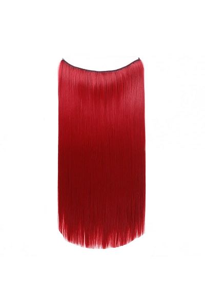 animis beauty RED hair extensions, straight, invisible thread braid, 60 cm, synthetic fiber with a look