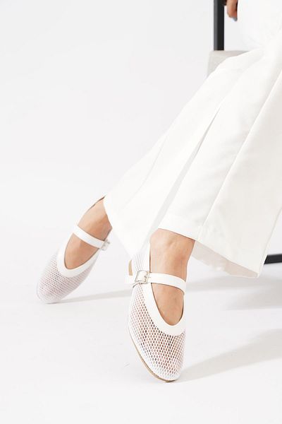 Moda Pie Loney Complete Mesh Women's Ballerina White