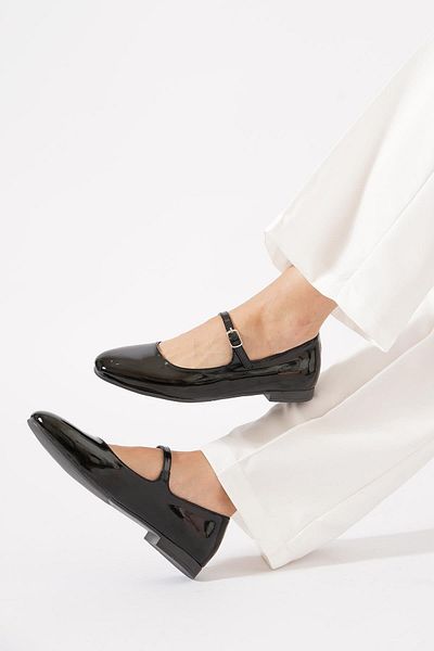 Moda Pie Jeremy Plain Wefted Women's Ballerina Black Patent Leather