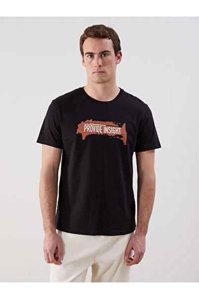 LC Waikiki تيشيرت رجالي من القطن الممشط مطبوع برقبة دائرية للموسم الجديد - S5...