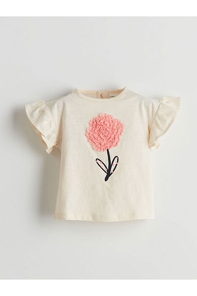 LC Waikiki Baby Girl Blouse and Shorts with Applique Flowers 2 Pcs