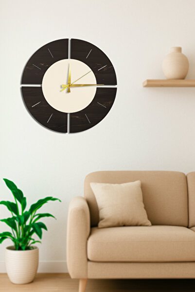 Trend Kitchen ساعة حائط خشبية مزخرفة بتصميم عصري من طراز فيلورا