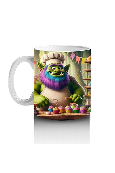 DERWARDEIN Colorful Cupcake Chef Monster Patterned Mug Cup That Makes Children Love Milk