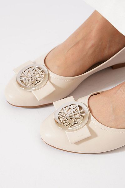 Moda Pie Medser Debt Buckle Women's Ballerina Beige Skin
