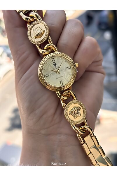 Fiesta Chain Steel Cord, Yellow Gold Color, Wedding, Engagement, Stylish Boxed Bridal Watch Women's Watch Bracelet