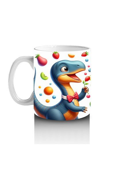 DERWARDEIN Dinosaur Patterned Mug Cup That Makes Children Love Milk and Makes Fruit Feast
