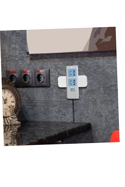 OEM Set 6 suporturi autoadezive pentru priza, 13.5 x 5.5 x 2.7 cm, plastic, alb
