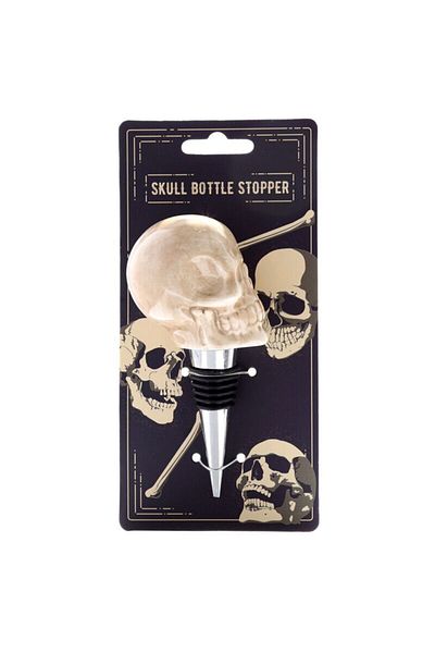 Puckator Decorative wine bottle stopper, skull-shaped, made of ceramic, gothic design