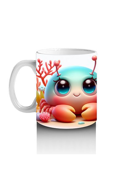 DERWARDEIN Coral Reef Crab Mug Cup That Makes Children Love Milk