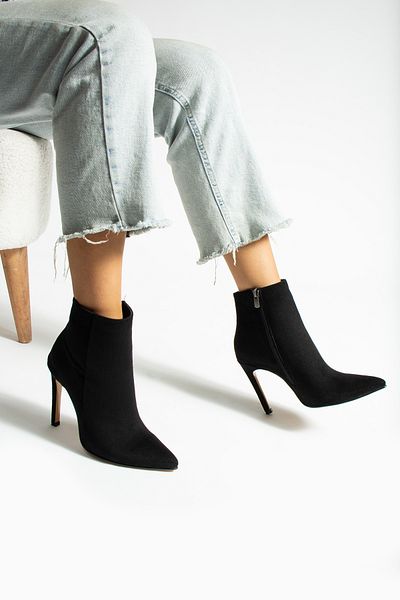golden heel Γυναικείες μπότες με τακούνι μαύρο σουέντ 10,5 εκ.