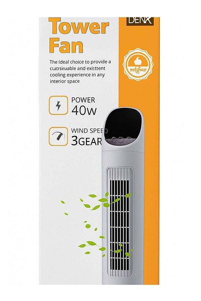 Denx 45W Tower Fan with Remote Control – Touch Panel, 3 Speeds, 3 Modes, 12-Hour Timer, Quiet Oper