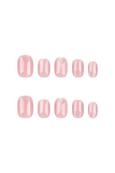 TipsArt Pembe Kedi Gözü Oval Kısa 24’lü Takma Tırnak Seti ve Zararsız Yapıştı...