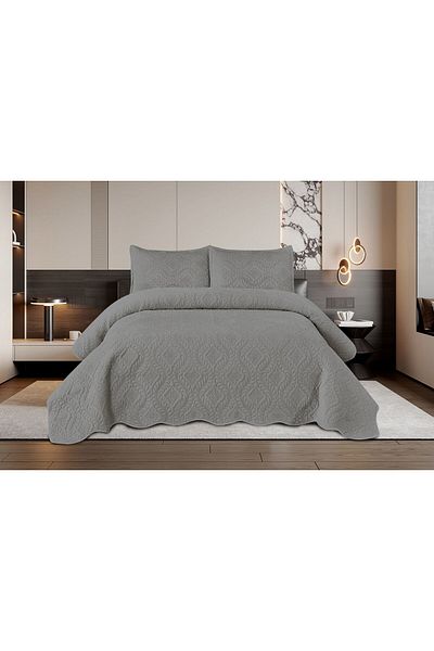FIONNA.RO 3 Piece Velvet Duvet Cover Set - Grey