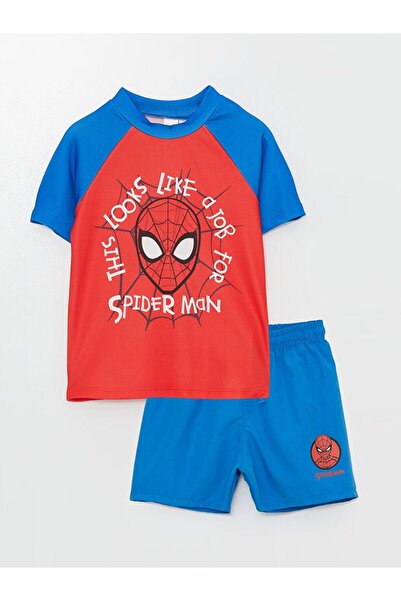 LC Waikiki Bisiklet Yaka Spider-Man Baskılı Erkek Bebek Yüzme Takım