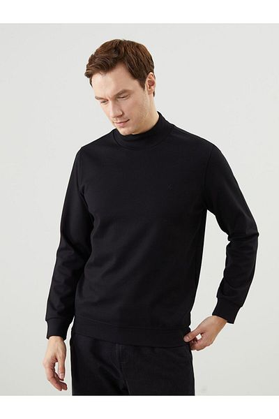 LC Waikiki Black Stand Collar Men's Sweatshirt