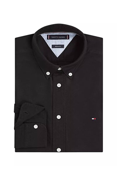 Tommy Hilfiger Erkek Regular Fit Düğmeli Yaka Oxford Gömlek - Siyah
