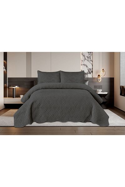 FIONNA.RO 3 Piece Velvet Duvet Cover Set - Anthracite Grey