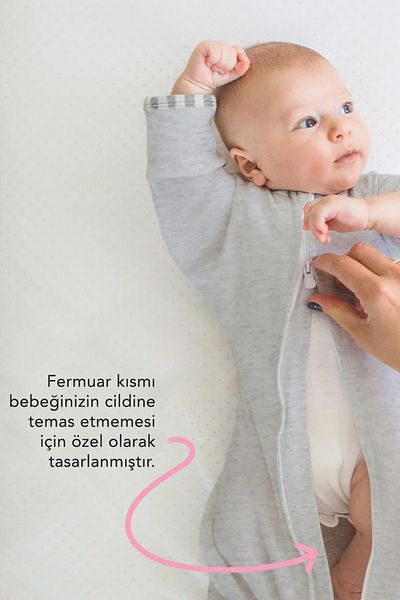 GUARAZ 100% Organic Cotton Soft Textured Baby Swaddle - Sleeping Bag with Glove Cuffs and Zipper