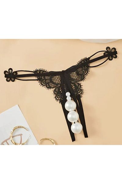 G&H UNDERWEAR String Thong Panties with Pearls (Large Pearl)