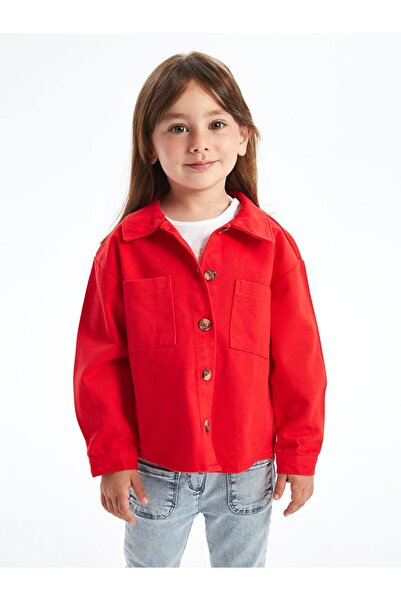 LC Waikiki Red Long Sleeve Basic Baby Girl Shirt Jacket