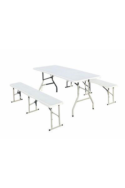 HR TABLE SET WITH 2 FOLDABLE PLASTIC BENCHES