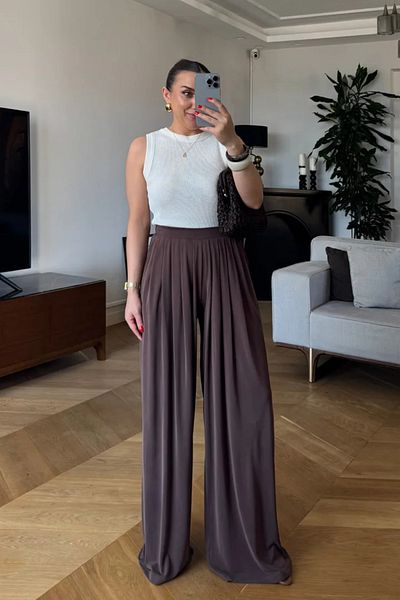 Tuba Butik Modal Pile Detailed Women's Trousers