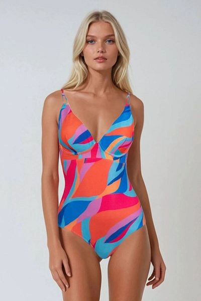 Kom Regena Silvery Fabric Recoverer Women's Swimsuit with Removable Soft Covered Wire