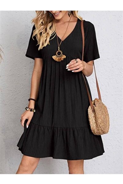 rengamoda Fusta de damă cu decolteu în V Rochie din țesătură înfășurată cu vo...