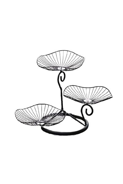 ve Fructiera metal cu 3 nivele, VeliumCraft, 33x26 cm, design elegant, toate accesoriile incluse