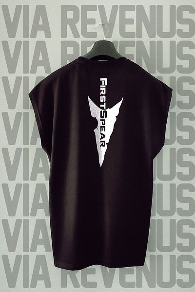 Vordevia Tricou sport cu mâneci zero cu imprimeu pe spate First Spear / Gym