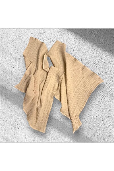 The Byzia 2-Piece Muslin Blanket Beige Color 100% Cotton Non-Irritating Surface