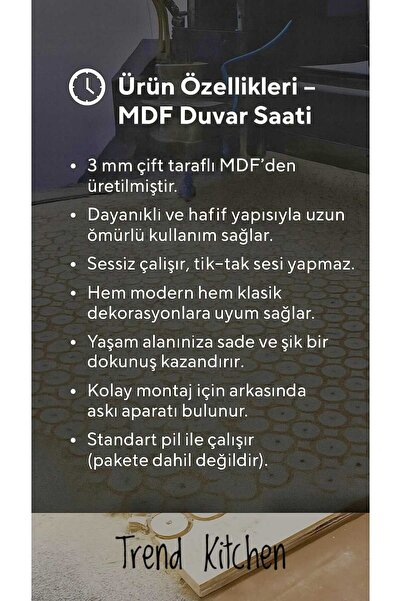 Trend Kitchen Flexa Model Modern Tasarım Dekoratif Ahşap Duvar Saati