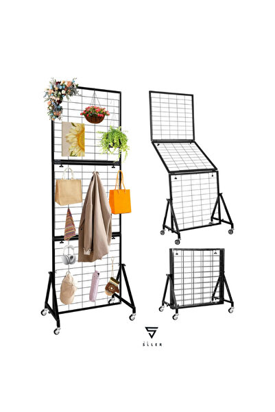 SLLER Katlanabilir Izgara Duvar Paneli, Frenli Tekerlekli Izgara Duvar Panell...