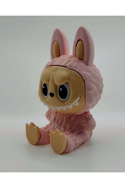 Cochines Sitting Labubu Figure - Pink Labubu Healthy Petg Material 3D Figure 9.5cm