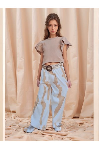 Joui Co Children's 100% Cotton Belt Detailed Double Suit Blouse&Pants