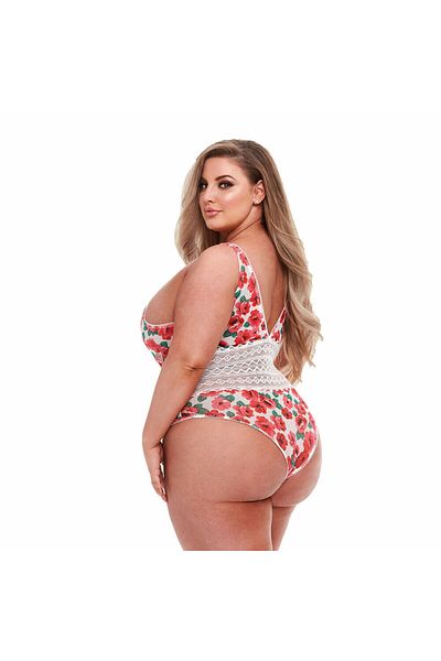 Baci Baci White Floral and Lace Bodysuit S/M