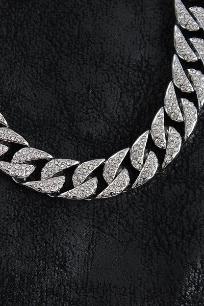 SeyCey.co Brass Zircon Stone Cuba Gourmet Model Silver Color Men's Necklace